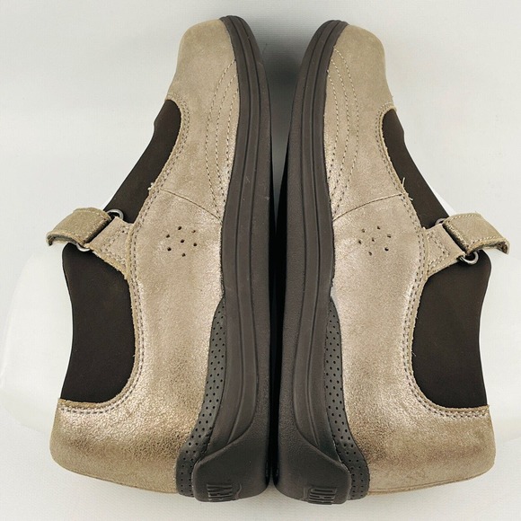 Womens 6.5W Drew Rose Mary‎ Jane Shoes Metallic Gold Leather Adjustable Strap - Picture 6 of 9